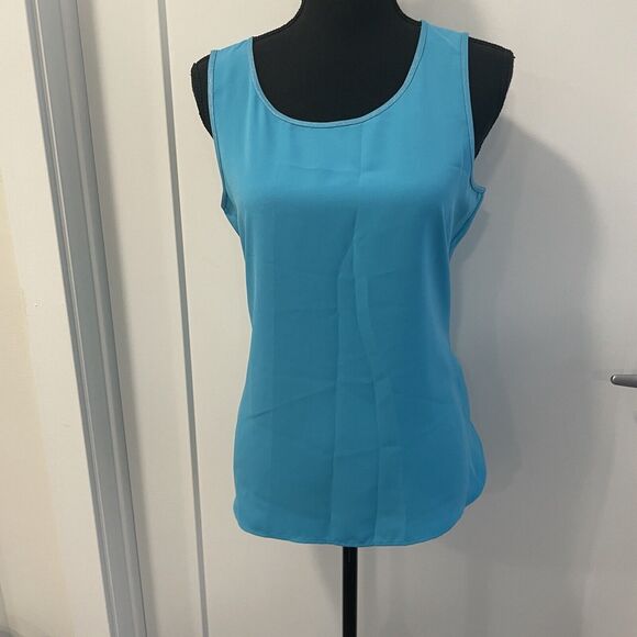 Chico’s Size 0 pullover sleeveless blue relaxed fit MEDIUM work wear spring - Picture 1 of 8